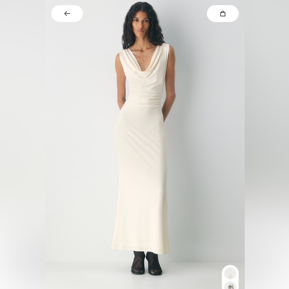 Aritzia Cream Cowl Neck Maxi Dress